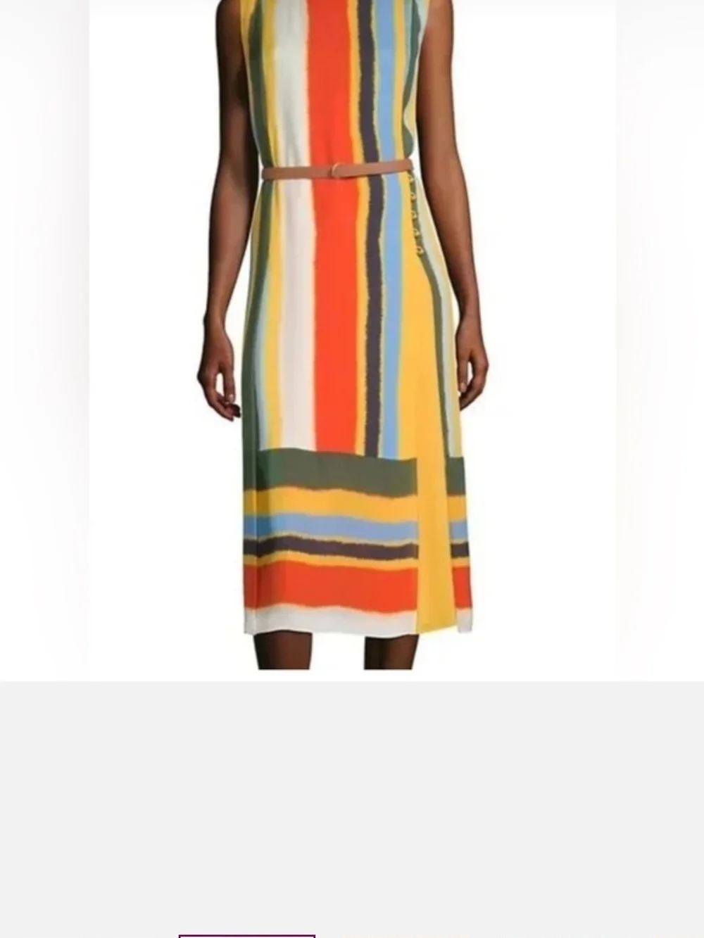 Tory Burch Striped V-Neck Midi Dress